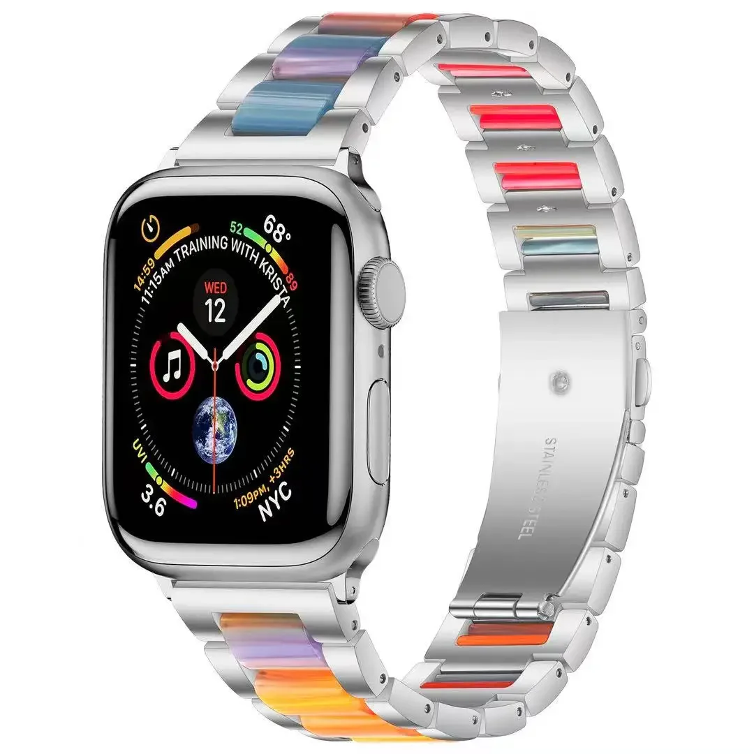 Metal+Resin strap for Apple watch Ultra 10 9 8 7 41mm 45mm 46mm 49mm 6 5 4 SE 44mm 40mm replacement strap for iwatch3 42mm 38mm