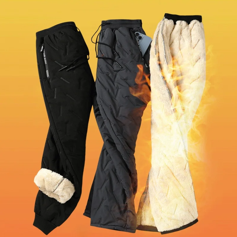 

Джинсовые зимние повседневные длинные брюки 1200. Мужские пуховые хлопковые брюки, верхняя одежда, более толстая подкладка, теплые лыжные брюки большого размера на спортивной подкладке.