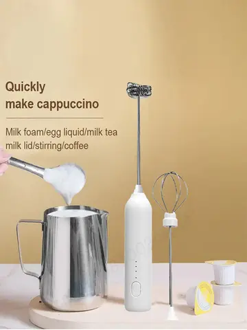 Wireless Milk Frother Electric Type-C Handheld Blender Stainless Steel Mini Coffee Maker Whisk Mixer For Coffee Cappuccino Cream
