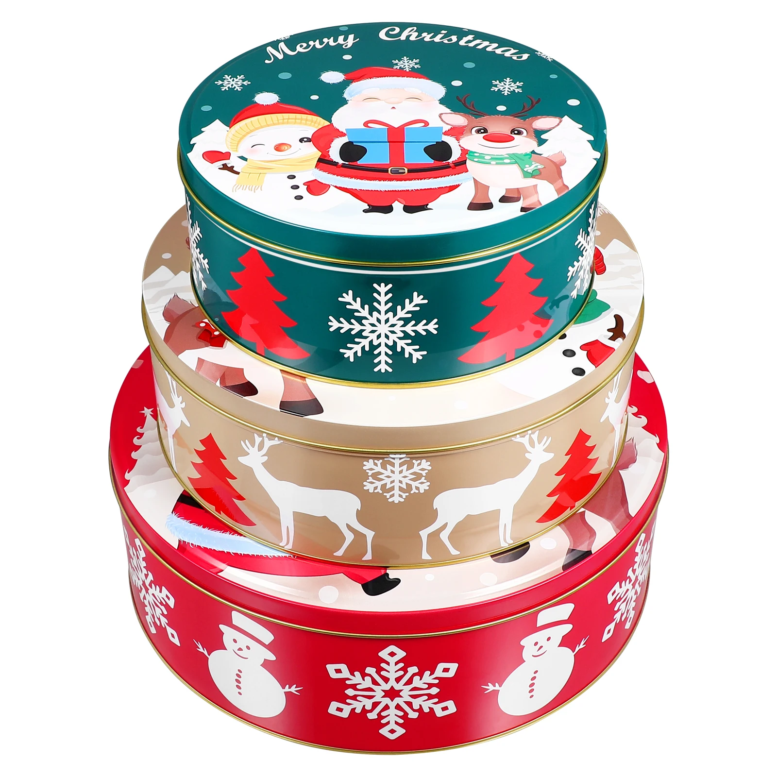 

Christmas Tinplate Gift Boxes Premium Metal Cookie Storage Containers for Xmas Candy Cupcakes Presents Party Favors Cake