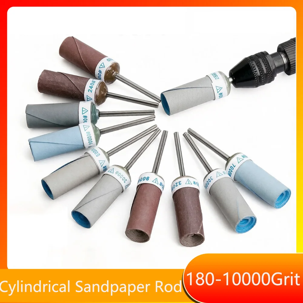 180-10000 Grit 2.35mm Shank Sandpaper Stick Mirror Polishing Grinding Rod Accessory for Electric Rotary Tools