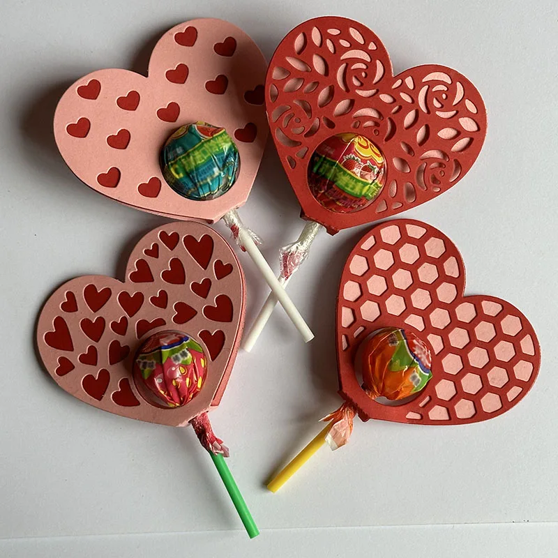 Loving Heart Shape Valentine Lolly Holder Cutting Dies for DIY Scrapbooking Album Cardmaking Greeting Card Paper Craft