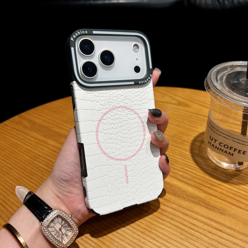 เคสหนังลายจระเข้สุดหรูแบบแม่เหล็กสำหรับ iPhone 17 Air 16 15 14 13 12 11 Pro Max Plus รองรับ Magsafe ป้องกันการกระแทก