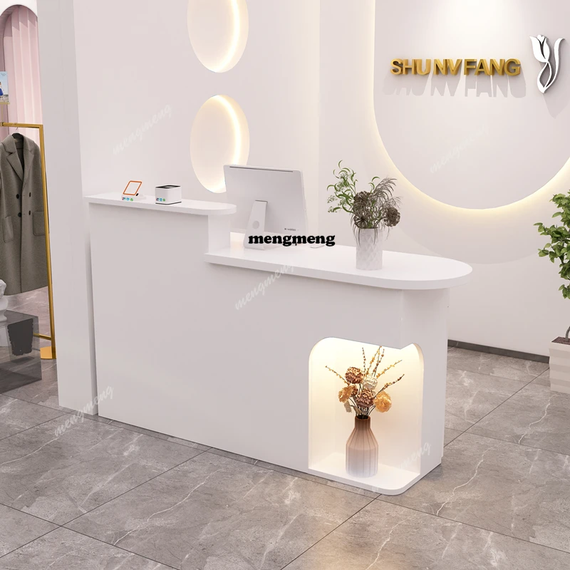 

Стойка ресепшн для салона красоты/парикмахерской, современная L-образная белая стойка-ресепшн, офисная мебель