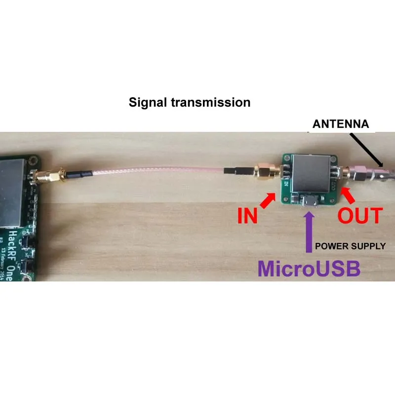 USB電源ポート付き低ノイズrfアンプ、50m-6ghz、20dbゲイン、50Ω 、hackrf Oneポータブルh2用smaケーブル