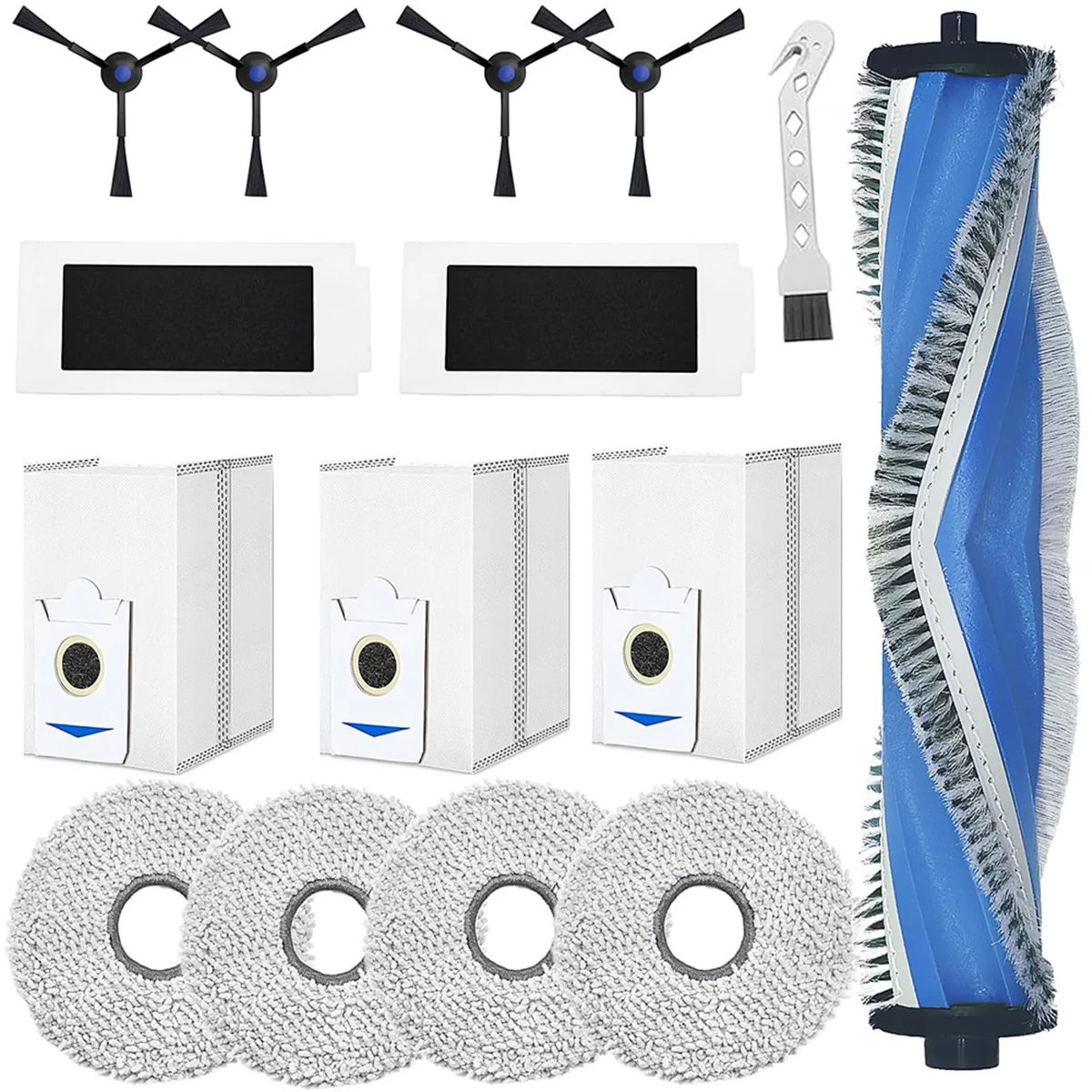 Accessory Set for Ecovacs Deebot T30s Combo Vacuum Cleaner Replacement Part, Main Brush, Wipes, Dust Bags