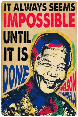 Retro Metal Tin Sign 8 X 12 Inches Nelson Mandela Portrait Vintage Poster Nel... sign