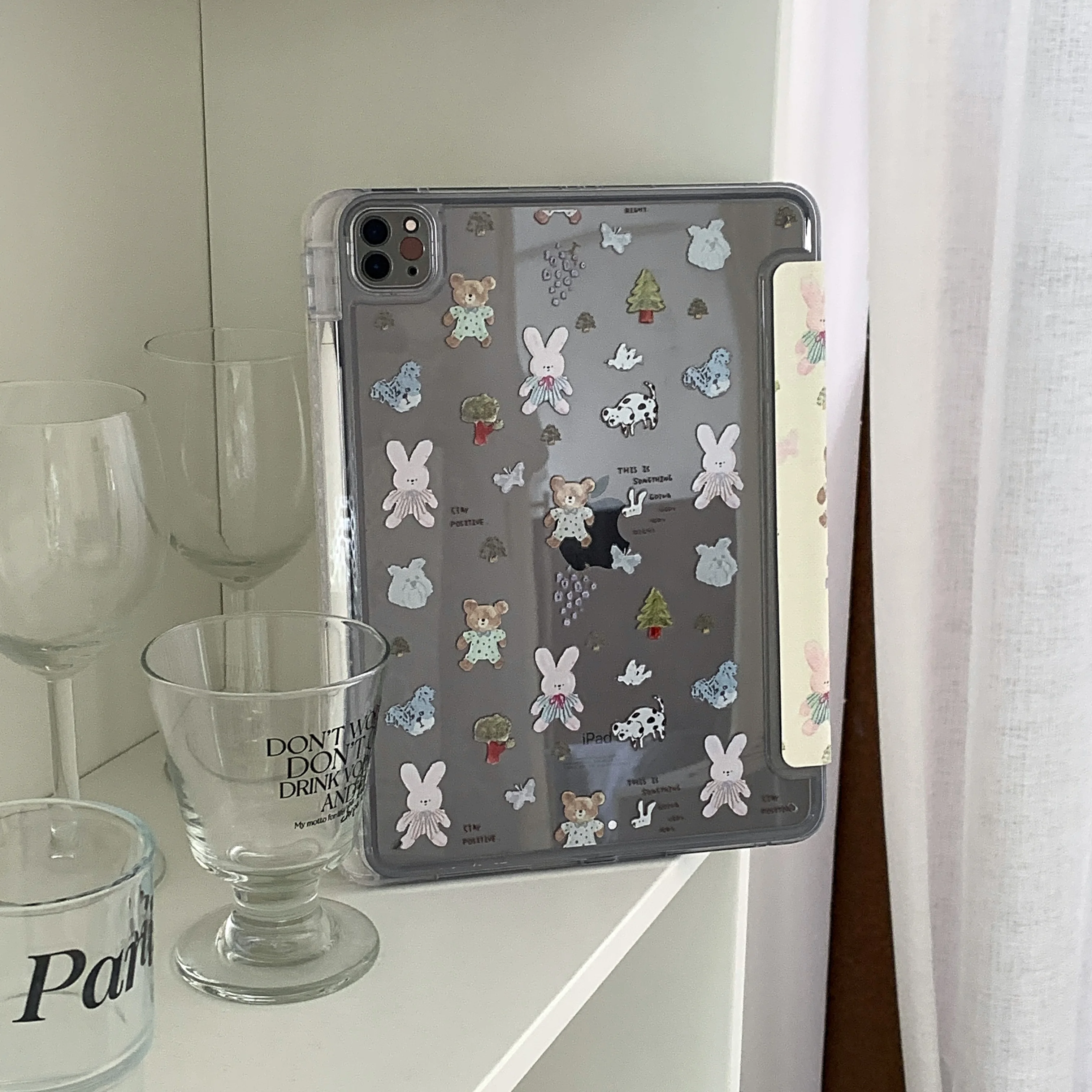 Capa de coelho fofa para apple ipad air 2024 13 polegadas pro 12.9 polegadas air 5/4 10.9 capa dobrável com suporte 10.2 ''10.5 11 polegadas 2022