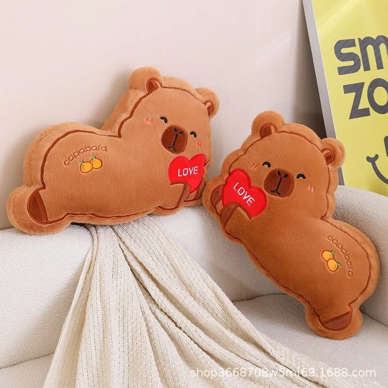 Soft Plush Toy Capybara Pillow Heart Shaped Stuffed Animal Doll For Girls Comforting Fabric Doll Cartoon Water Hog Plushie