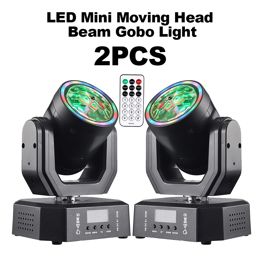 1/2PCS 30W Mini LED Moving Head Light With Beam Gobo Strobe RGB DMX512 11CH Sound Activated Stage Light for KTV DJ Party Disco