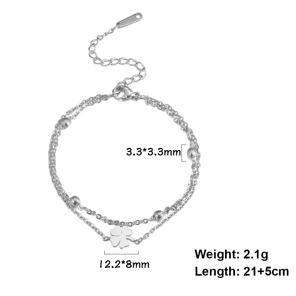 Skyrim Voetketting van Vrouwen Mannen Zilver Kleur Klavertje Vier Rvs Enkelbandje Eenvoudige Kralen Mode-sieraden Accessoires Nieuw