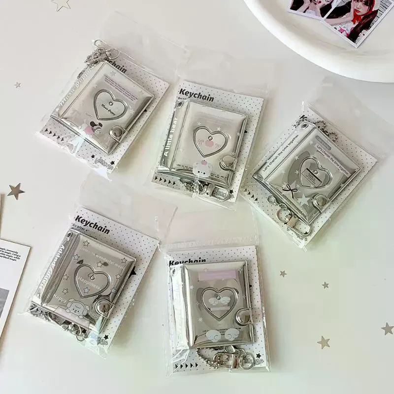 Silver Love 2 Inch Korean Card Album for Girls Idol Photo Organization Mini Storage School and Travel Companion