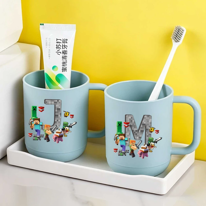 Minecrafted Mouthwash Cup boy Cartoon Kawaii Portable Toothbrush Cups Home Couple Family Thicken Juice Water Mug Birthday Gift
