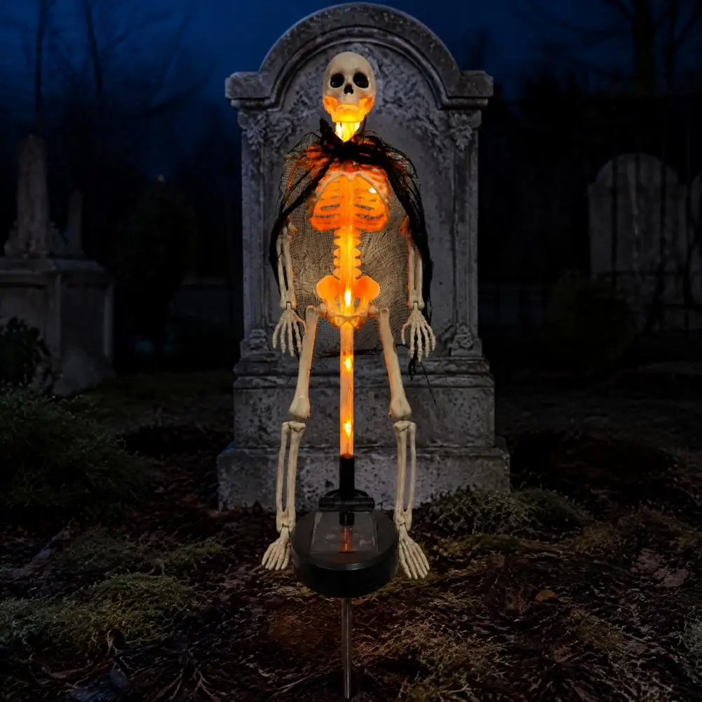 Halloween Party Supplies 2pcs Solar Skeleton Yard Stakes Led Halloween Garden Lights Waterproof Realistic Skull for Outdoor