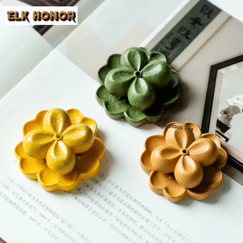 Green Orange Three-color Flower Incense Holder Zen Garden Incense Burners Consecrate Censer Bedroom Accessories Decoration Gift