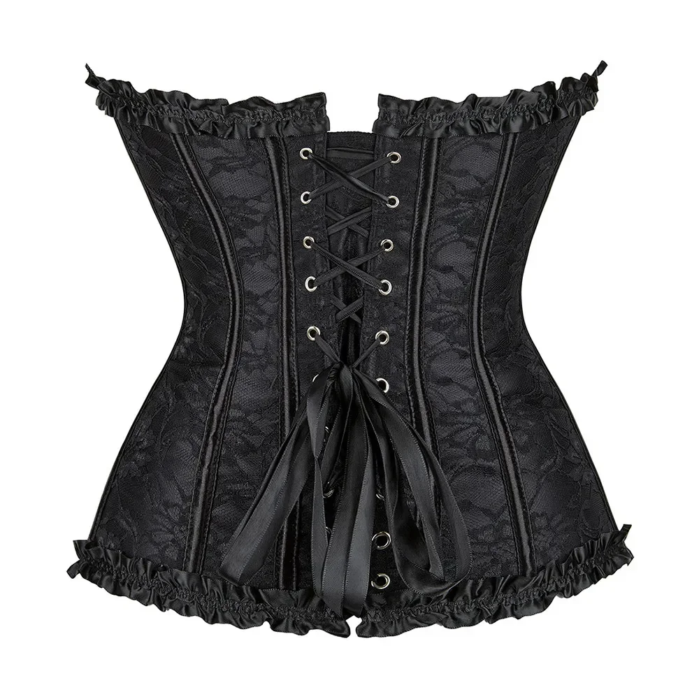 Vintage Overbust Corset Tops Gothic Victorian Women Bustier Lace-up Boned Shapewear Slimming Waist Shaping Korset view 6