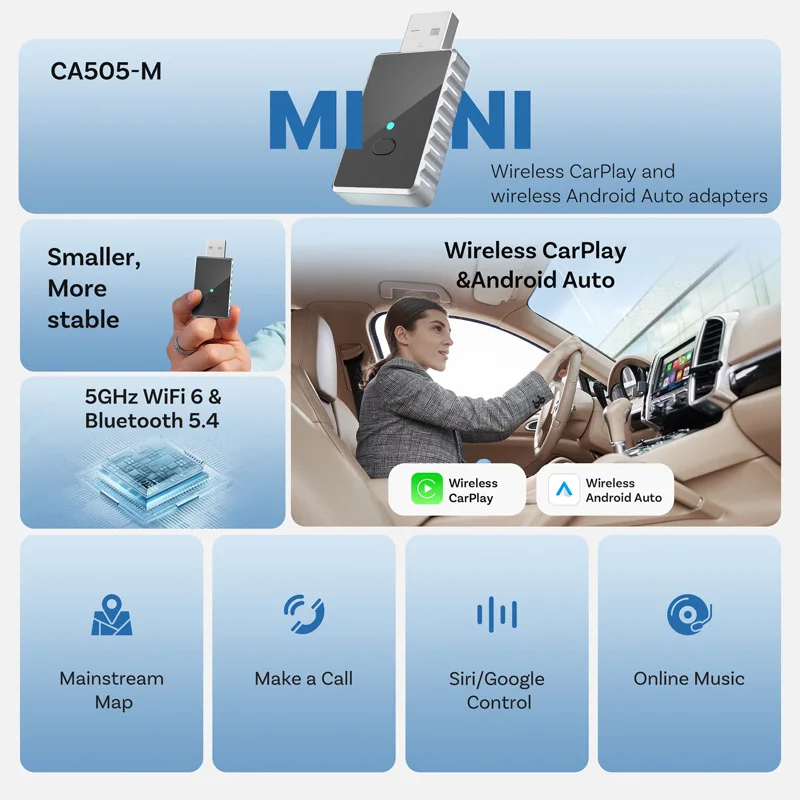 Wired to wireless carplay box upgrade Android smart car machine interconnection module car carplay