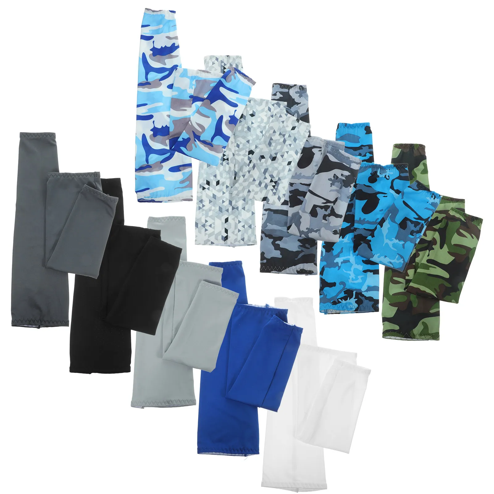 10Pairs Sun Protection Arm Sleeves Breathable Cooling Sleeve Covers Elastic Fit for Men Women Outdoor Running Hiking Fishing