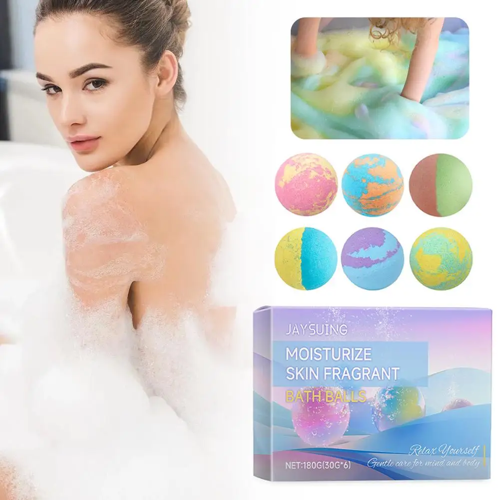 6pcs/set Organic Bath Gift Natural Mini Handmade Bathing Foot Spa Bomb Rich Essential Oils Moisturizing Dry Skin Relaxing Scent