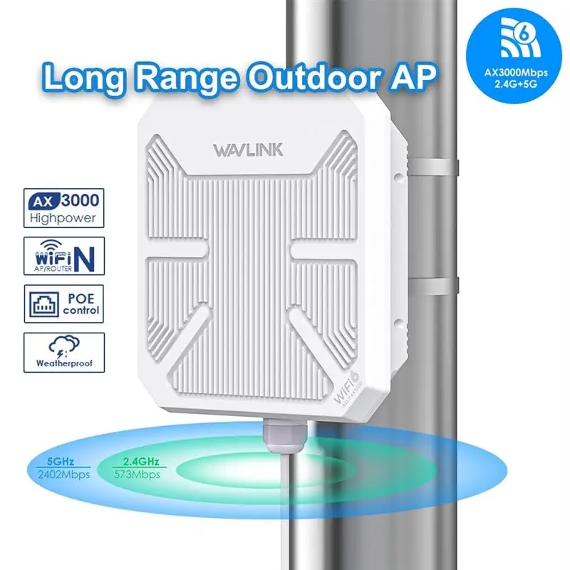 Top WiFi6 AX3000 Dual Band 2.4G 5G Long Range Outdoor WiFi Mesh Extender Outdoor AP with PoE IP67 Weatherproof Wifi Booster