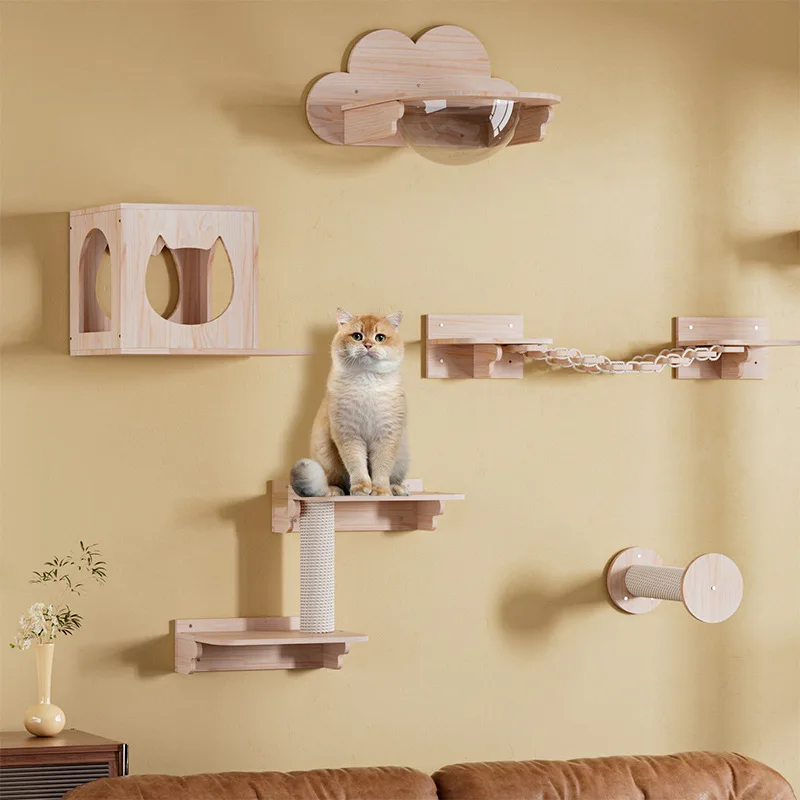 Cat Wall Climbing Frame Wall Mounted Wall  Tree  Nest Integrated