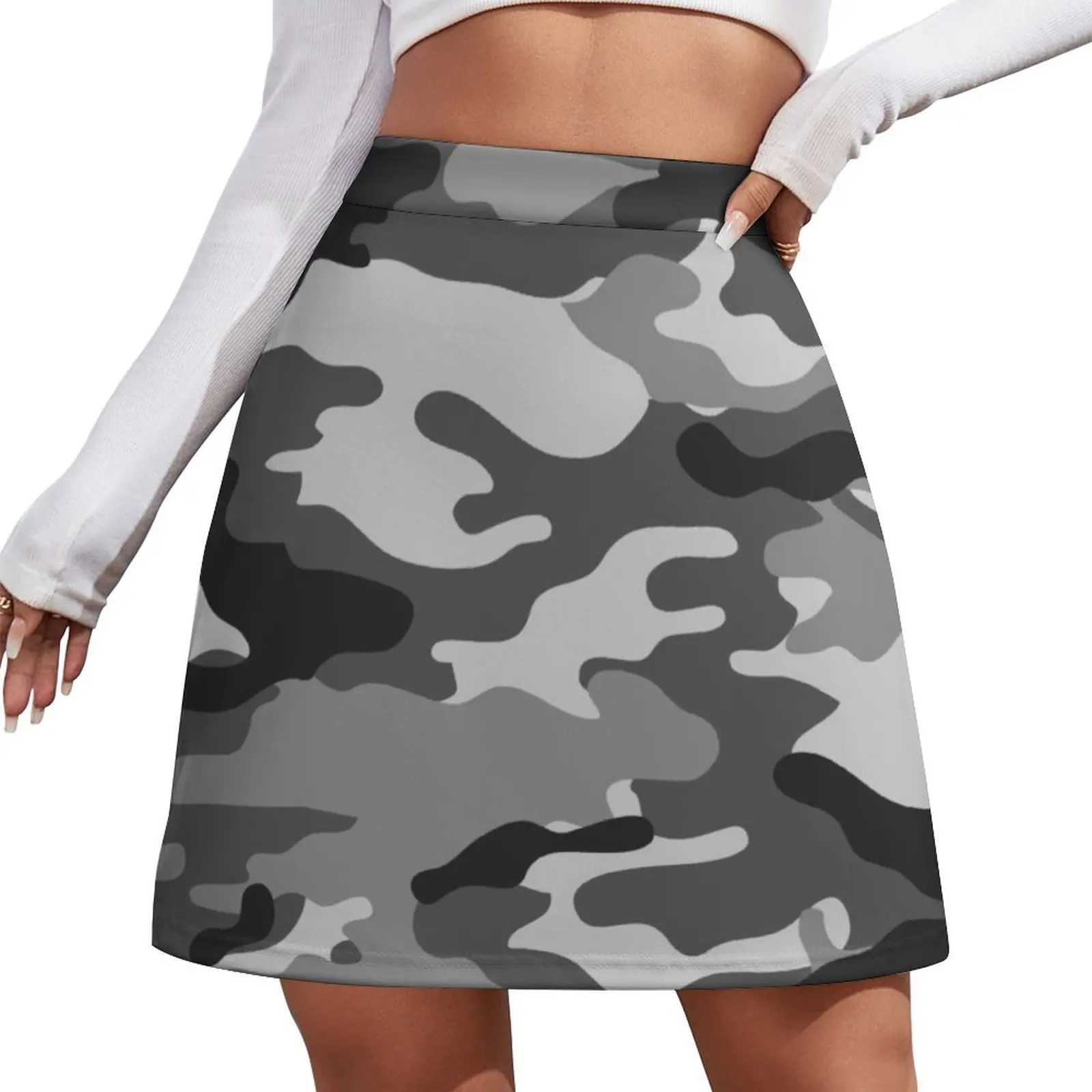 Gray Camo Mini Skirt skirt sets Skirt pants