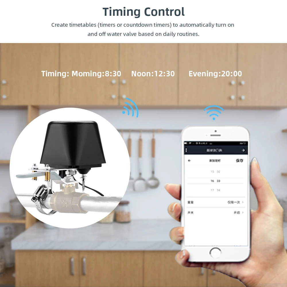 Tuya Alexa Google WiFi Water Smart Valve Shutoff Timer Sprinkler Controller Gas Valve Controller Smart Life APP Remote Control