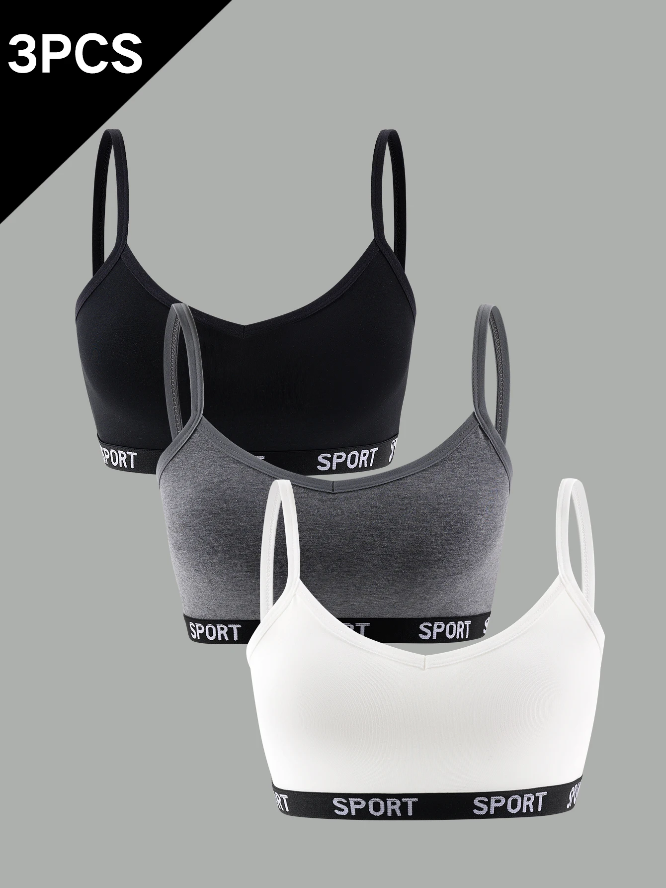 3 pcs girls' bra, sports bra, no underwire comfortable vest, underwear for students in puberty, suitable for ages 9-14