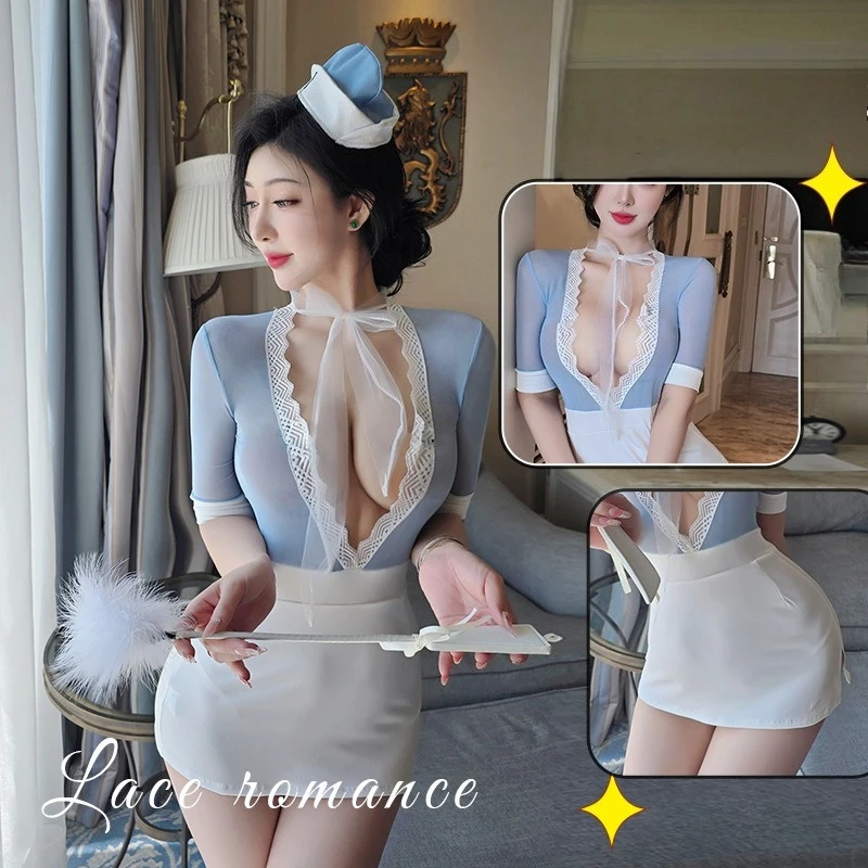 

Sexy Lingerie Female Stewardess Secretary Mature Sister Deep V Exposed Breasts Passionate Sexy Suit Lencería Cosplay Fetish Xxx