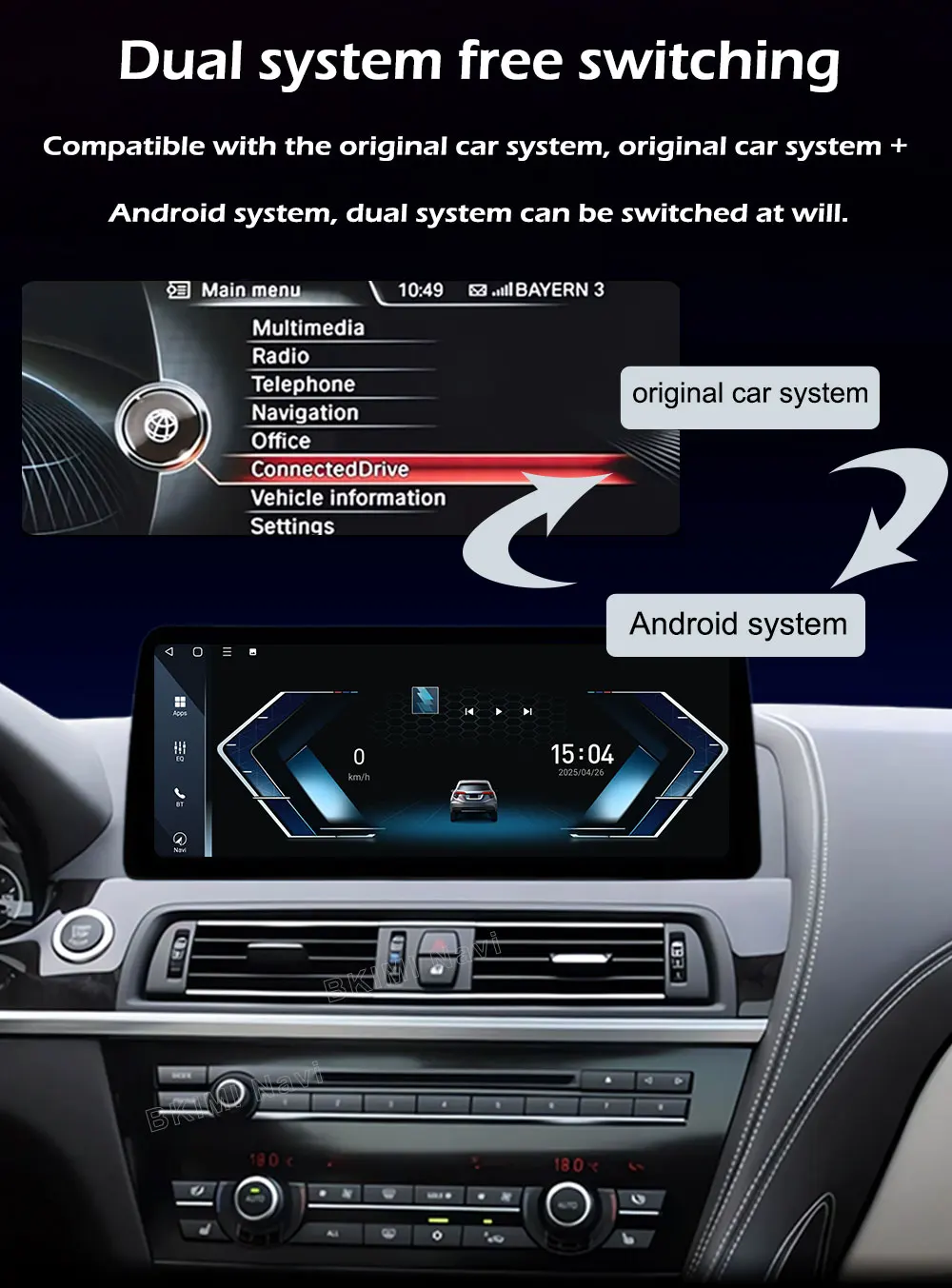 Android 15 CarPlay für BMW 3/4 Serie F30 F31 F32 F33 F34 F36 2013 - 2019 NBT/EVO System Auto Video Multimedia Player WiFi GPS – Detail 5