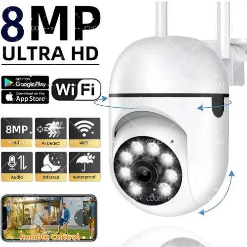 Cámara de vigilancia de seguridad inalámbrica de 8MP, Wifi IP, cámaras con Zoom 4X para exteriores, CCTV inteligente para el hogar, seguimiento humano AI, Audio bidireccional, cámara HD