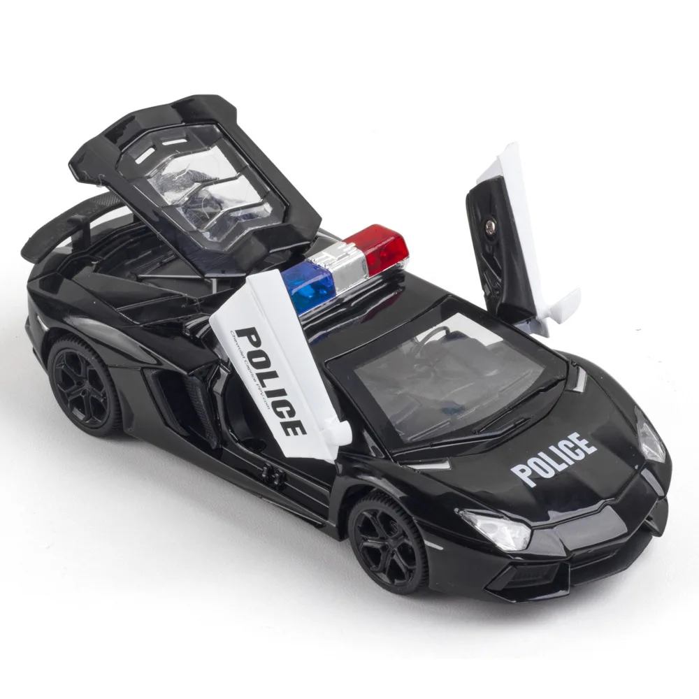 Coche de policía Lambor LP740, modelo de juguete de simulación, puertas fundidas a presión, modelos de aleación abiertos, juguetes para niños, regalos de colección, 1:32