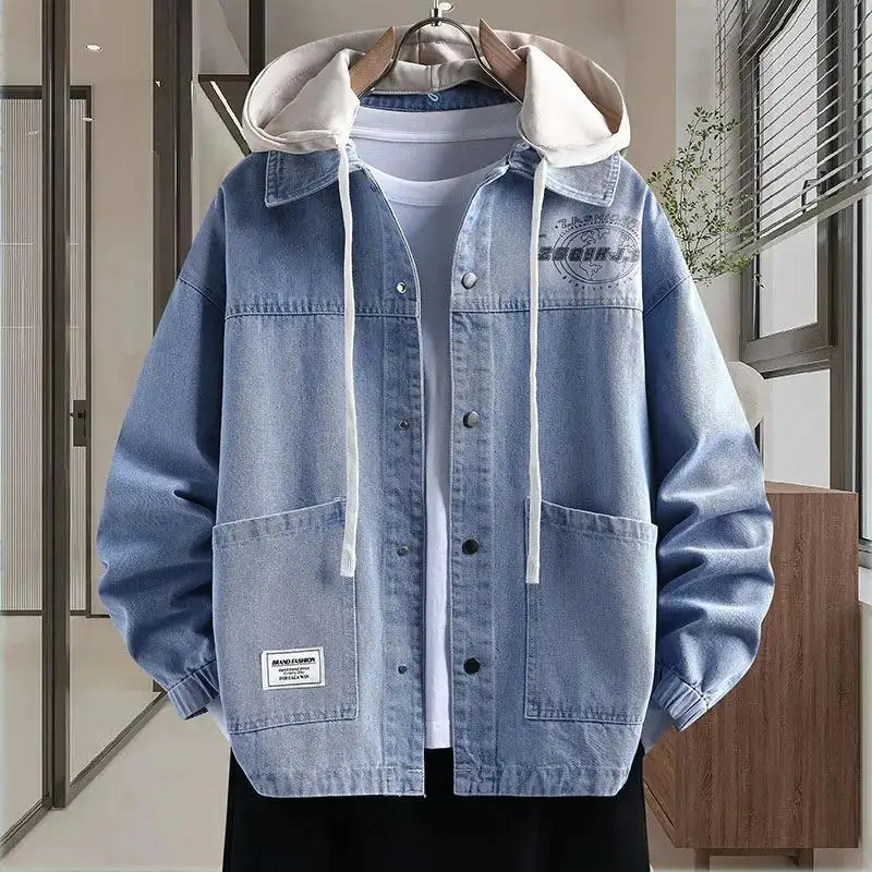 Sli فضفاض الرجال الدنيم Jaet ربيع الخريف العصرية ملابس الطلاب في سن المراهقة Haome ملابس خارجية V-Ne ort طول