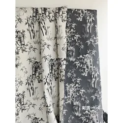 Jacquard Cloth in Dark Bamboo Forest New Chinese National Style Double-sided Coat Horse Face Skirt DIY Fabric Designer Fabric