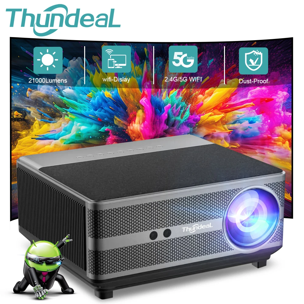 

ThundeaL Full HD 1080P Projector TD98W Smart Android WiFi 3D 2K 4K Video Cinema LED Home Theater Outdoor Portable Beam Projector