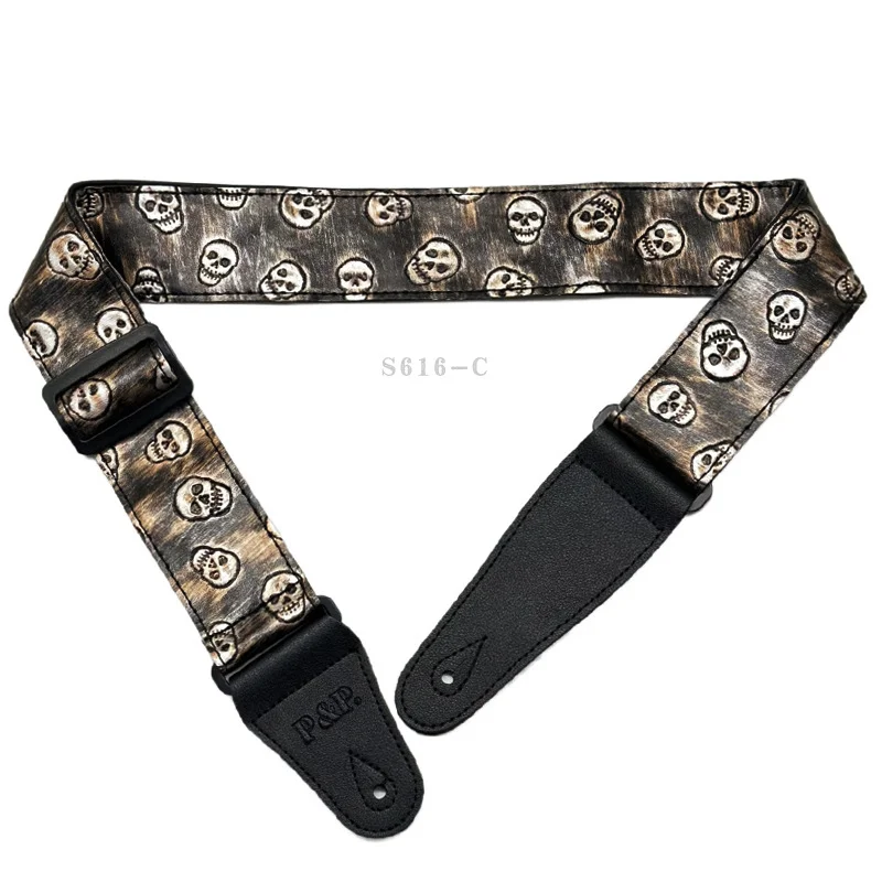 PU Metal Personalized Instrument Strap, Suitable for Electric Guitar, Steel-string, Acoustic, Bass, New