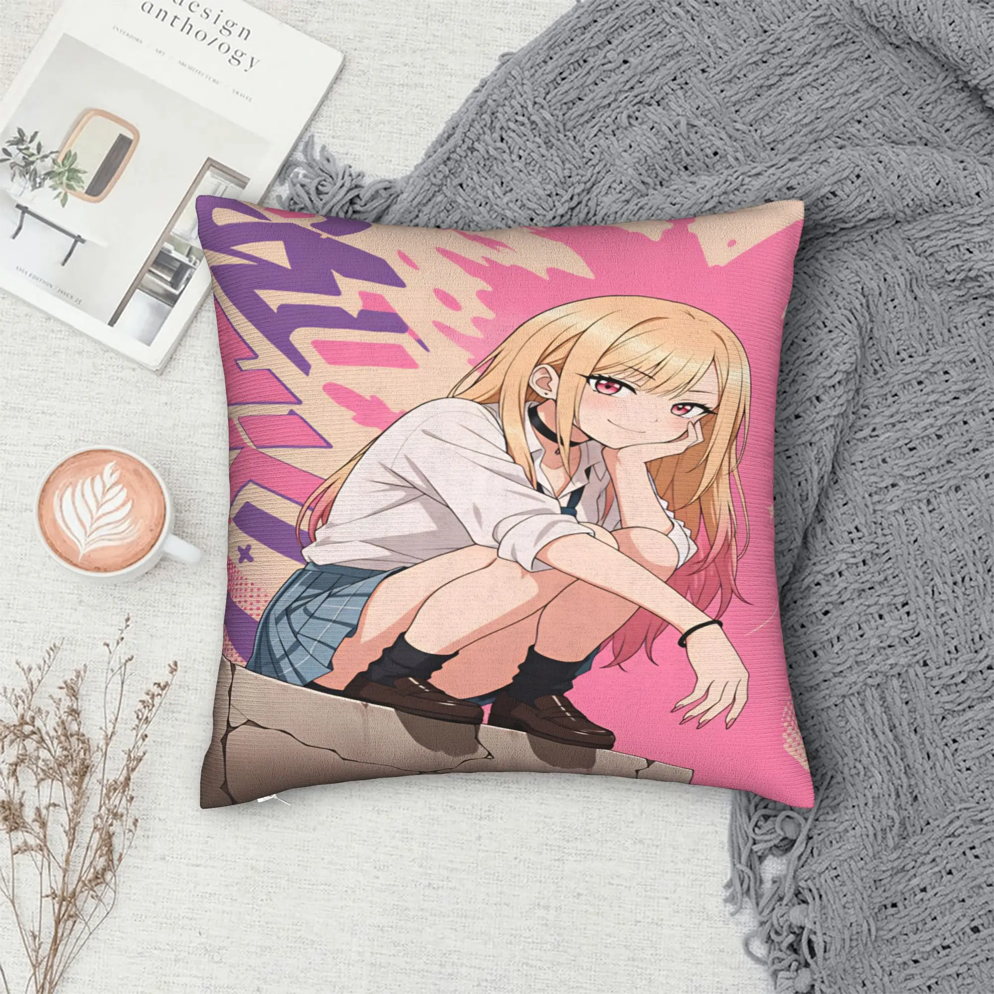 Marin Kitagawa Pillow Case Japan Anime  Square Pillow Cover For Living Room Sofa Fashion Cushion Cover