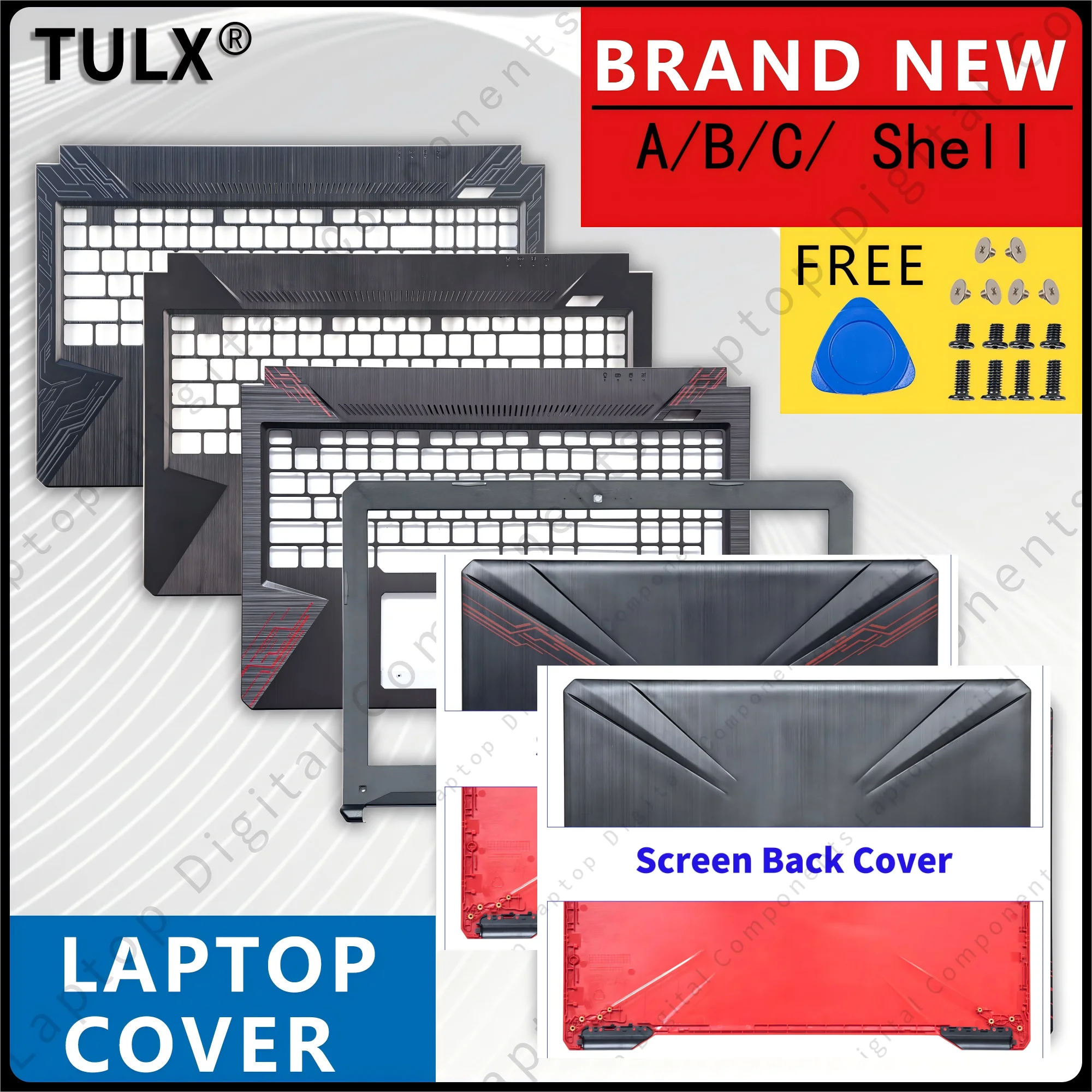 

Housing Laptop Cover For FX80 FX80G FX80GD FX504 FX504G FZ80 ZX80G LCD Back Cover Front Bezel Palmrest Upper Cover Hinges