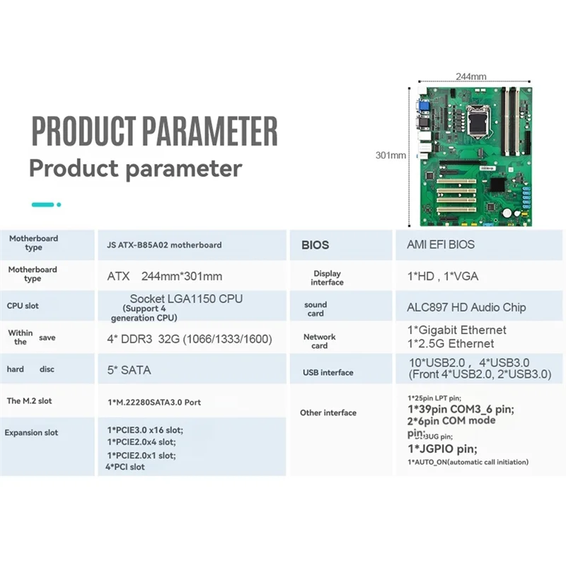 

Профессиональная промышленная материнская плата ATX B85 LGA 1150, память DDR3, 32 ГБ, USB3.0, два сетевых портов с COM-интерфейсом LPT