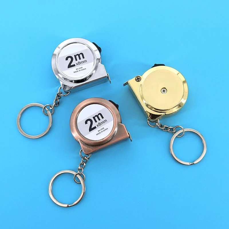 2m Mild steel key chain tape measure Mini measuring tools Portable mini tape measure Small household measuring tape retractable