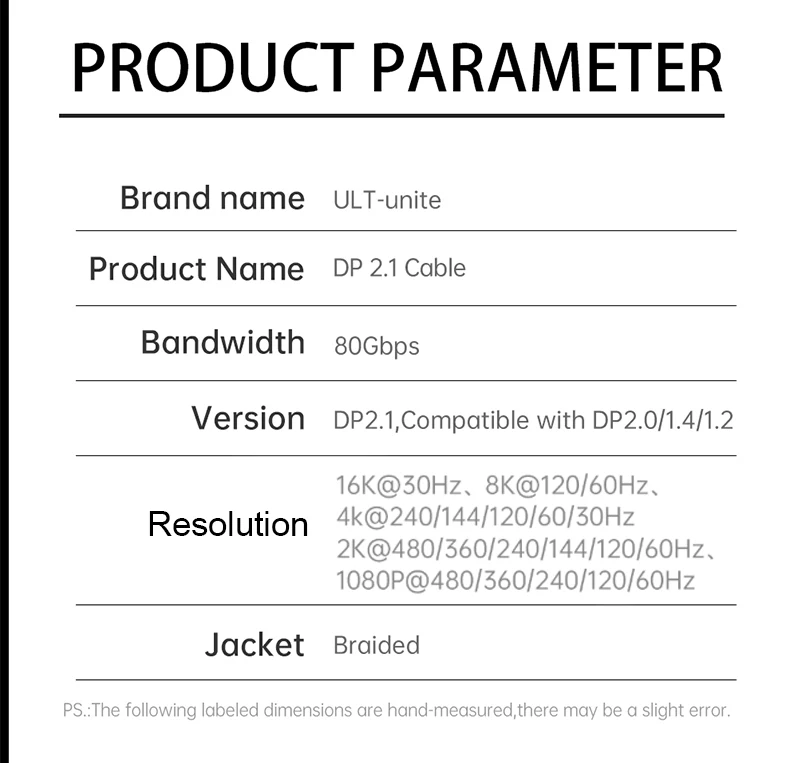 16K USB-C-auf-DP-Kabel 8K120Hz 4K 240Hz Typ-C-auf-DisplayPort-Adapterkabel für MacBook Pro/Air Laptop C-auf-DisplayPort-Kabel – Detail 13