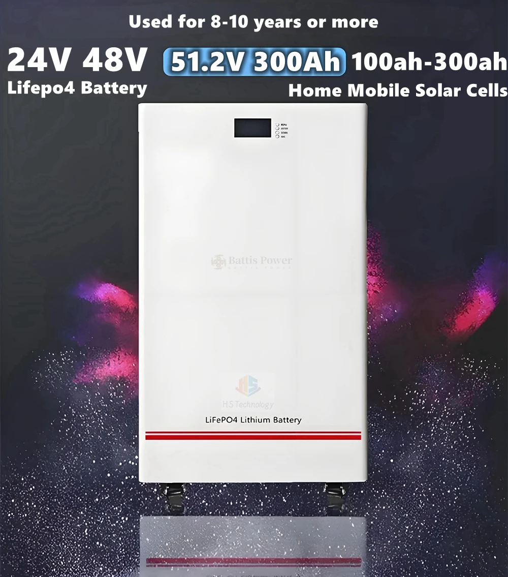 

Бытовая мобильная солнечная батарея 48 В 51,2 В 300 Ач 24 В 300 ah Lifepo4 литий-железо-фосфатная батарея для 8-10 лет и других + приложение Bluetooth