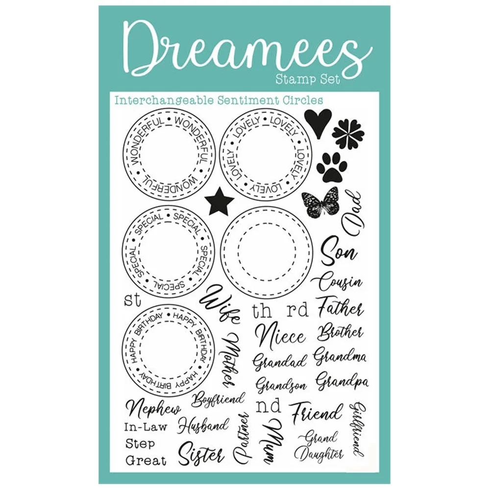 2026 Interchangeable Circle Sentiments Stamps and Metal Cutting Dies Sets for DIY Craft Making Card Scrapbook Decoration Molds