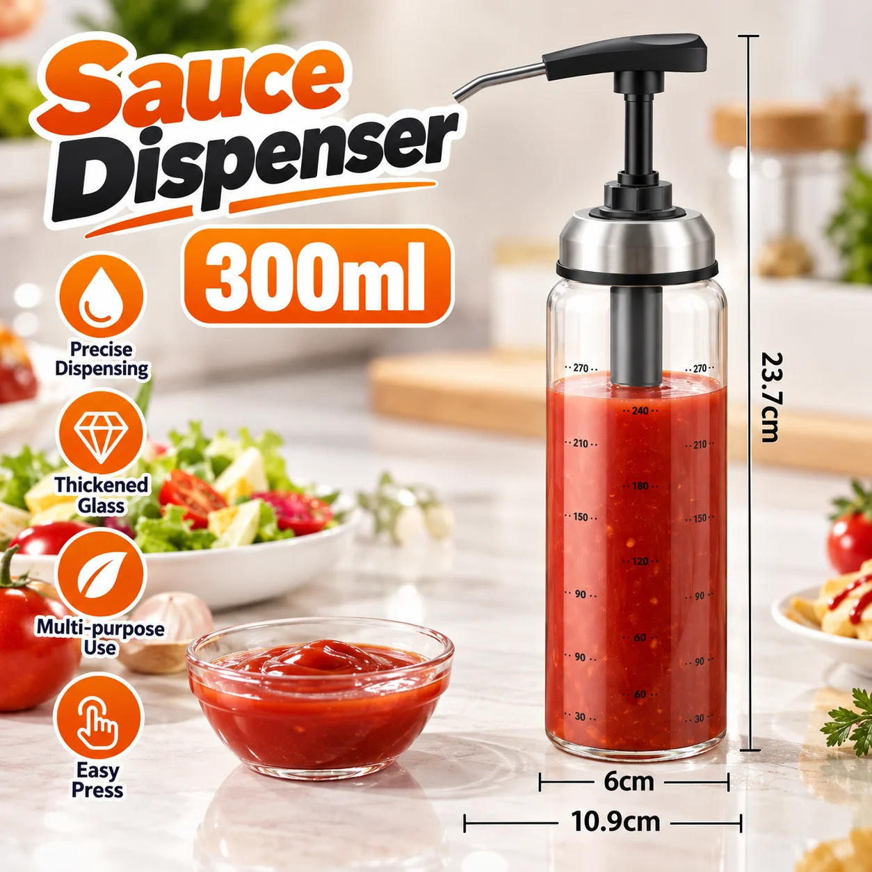 Food Grade Stainless Steel Oyster Sauce Dispenser Squeezer Refillable Bottle for Ketchup Salad Dressing Home Kitchen