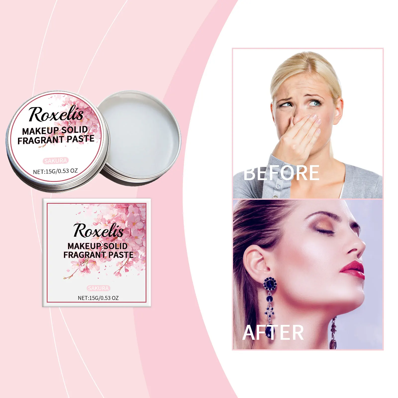 ROXELIS Sakura Body Balm Solid Balm Sets Solid Perfume Portable Pocket Balm Perfume Perfect for Travel Use Parfum for Women's