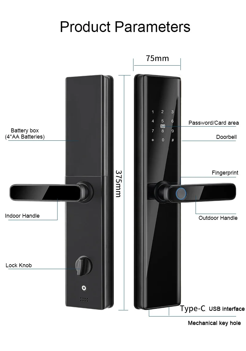 Factory Price S819-2 TTlock Tuya Zigbee App Smart Locks Fingerprint Key Password Card Digital Door Lock