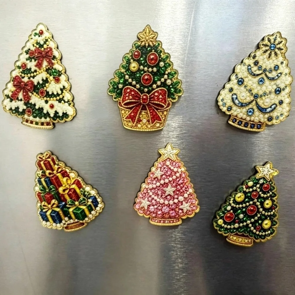 6Pcs Resin DIY Diamond Painting Fridge Magnet Set Leave No Residue Non-Slip Christmas Diamond Painting Lightweight