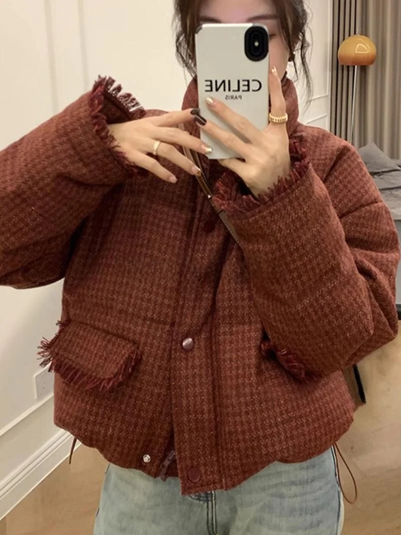 

Женская короткая куртка-пуховик ROUJE KEFSS, теплая, объемная, зимняя, 2024, для повседневной носки, с длинными рукавами, воротник-стойка