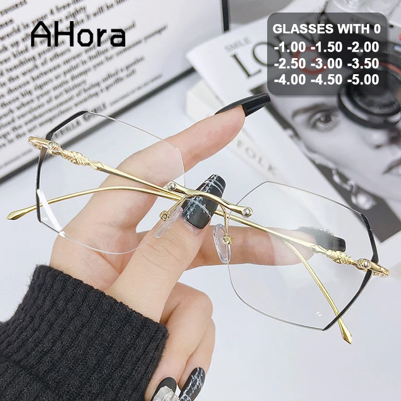 

Ahora Ultralight Oversized Rimless Finished Myopia Glasses Frame Men Women 2022 New Myopic Spectalces Frames 0 -1.0 1.5 2.0 2.5