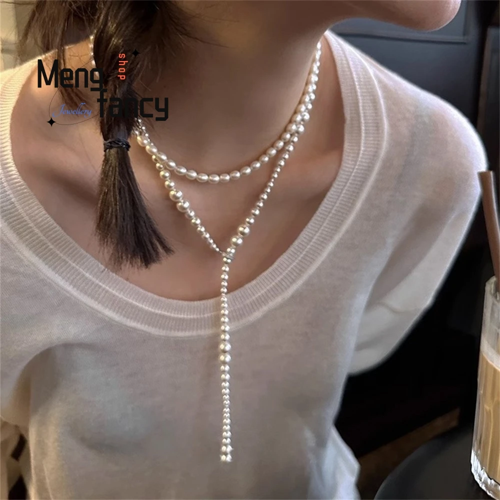 

A Pearl Gradient Y-Shaped Necklace, Long Sweater Chain, Light Luxury And Elegant, A Trendy Pearl Necklace That Can Be Worn Many